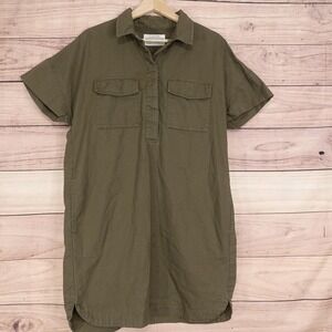 REI COOPERATIVE Dress Womens Medium Green Shirt Dress Cotton Twill Pockets